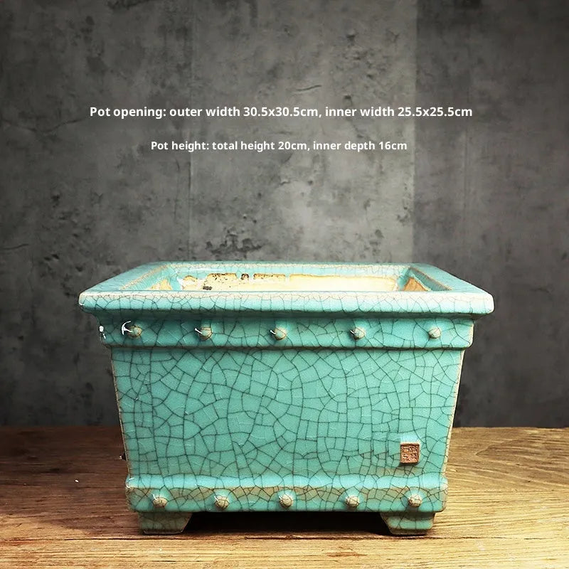 Lingnan Shiwan ceramic flowerpot with crackle glaze surface available in multiple colours