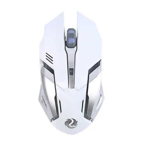 Wireless silent gaming mouse T1 black model with ergonomic shape and four-way scroll wheel