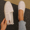 Rope bottom fisherman canvas shoes in black white beige colours with round toe and flat heel