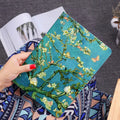Handmade liquid silicone flip case for iPad in Apricot Flower colour with floral design.