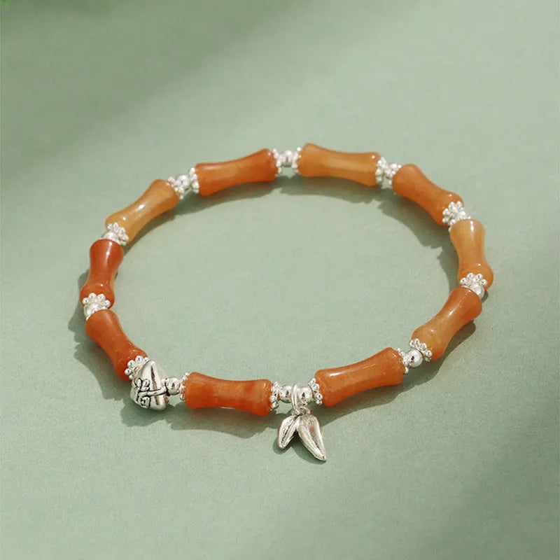 Green Aventurine bamboo strawberry crystal bracelet with electroplating and mixed natural stones