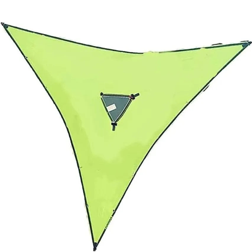 Aerial multi-person triangle hammock in green nylon 210T with 300KG capacity for outdoor camping