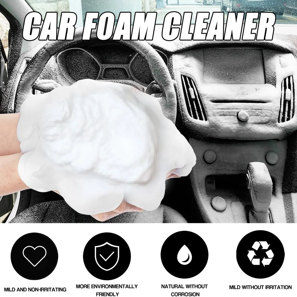 Car interior foamed cleaner kit showing 60ml container and 10x10cm sponge for wash-free cleaning