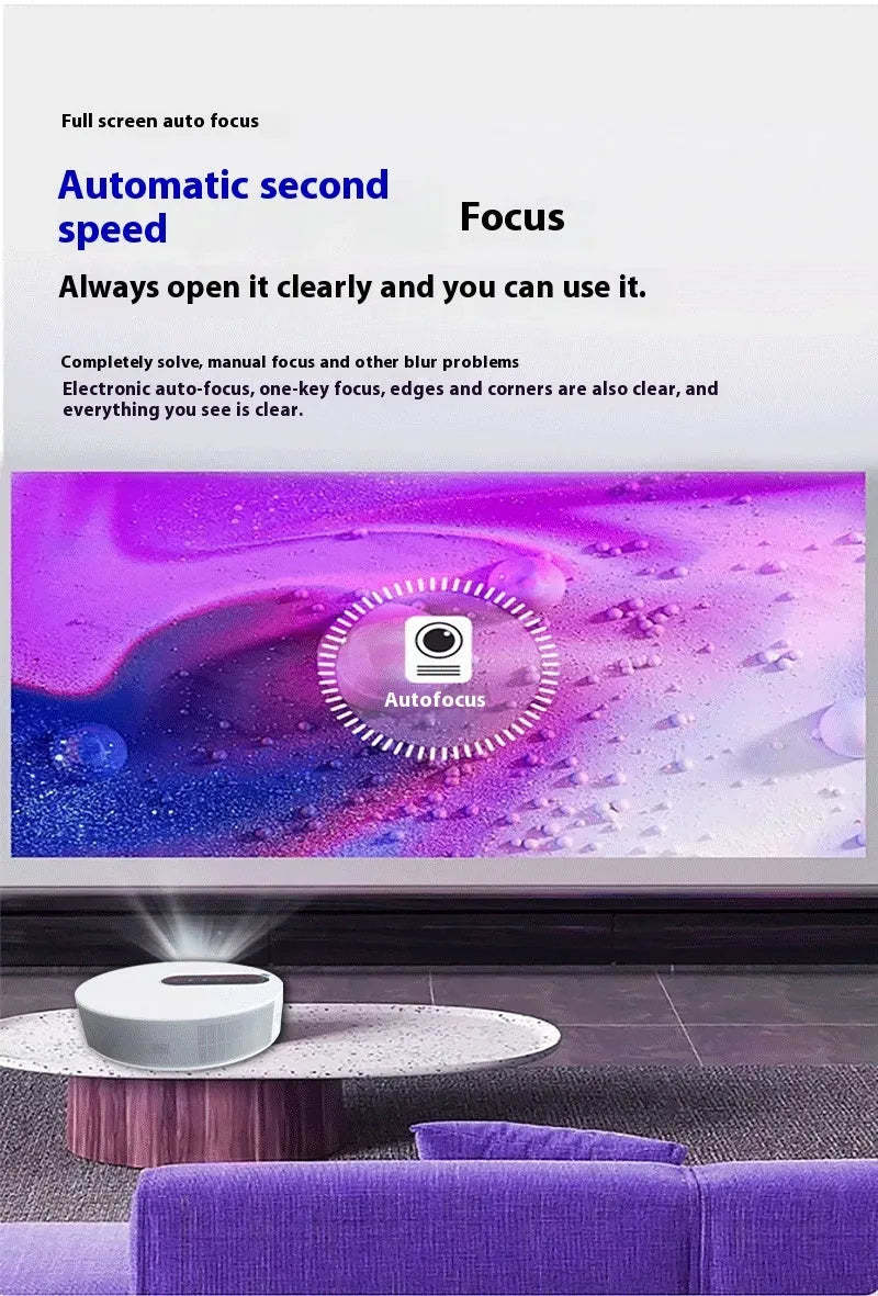 White HD projector with remote control for home cinema setup
