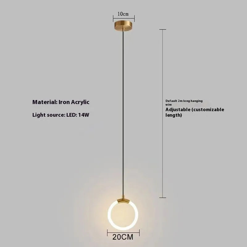 Minimalist Nordic U-shaped bedroom chandelier pendant light.