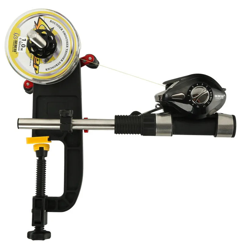 Black composite fibre multifunction fishing reel winder for baitcasting and other reels