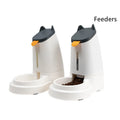 Large capacity plastic automatic pet feeder and water dispenser set for home use in grey black colour