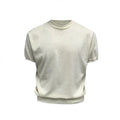 Men's knitted slim fit short sleeve t-shirt with thread cuff-closing in solid colour options
