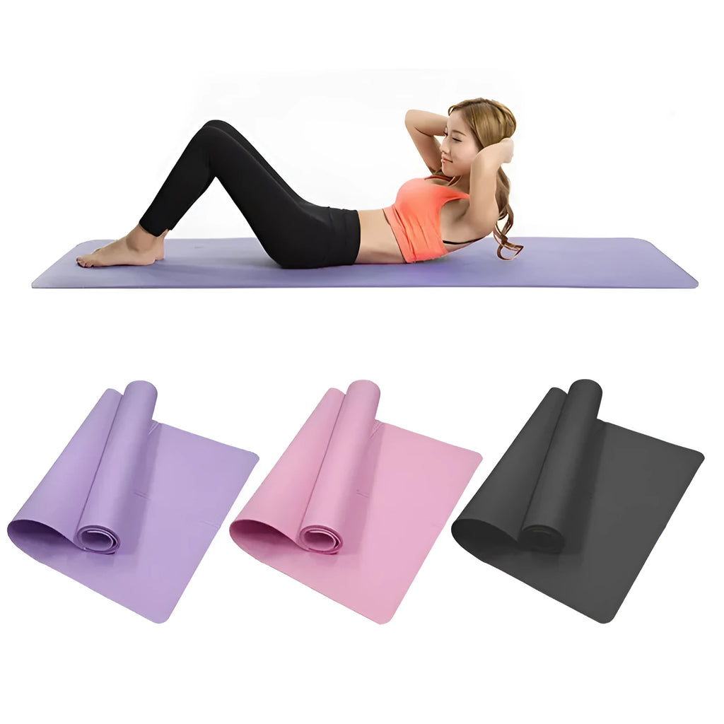Portable EVA yoga mat for home nap and dance, 175×61cm, available in black, blue, pink, purple, 3mm or 4mm thick