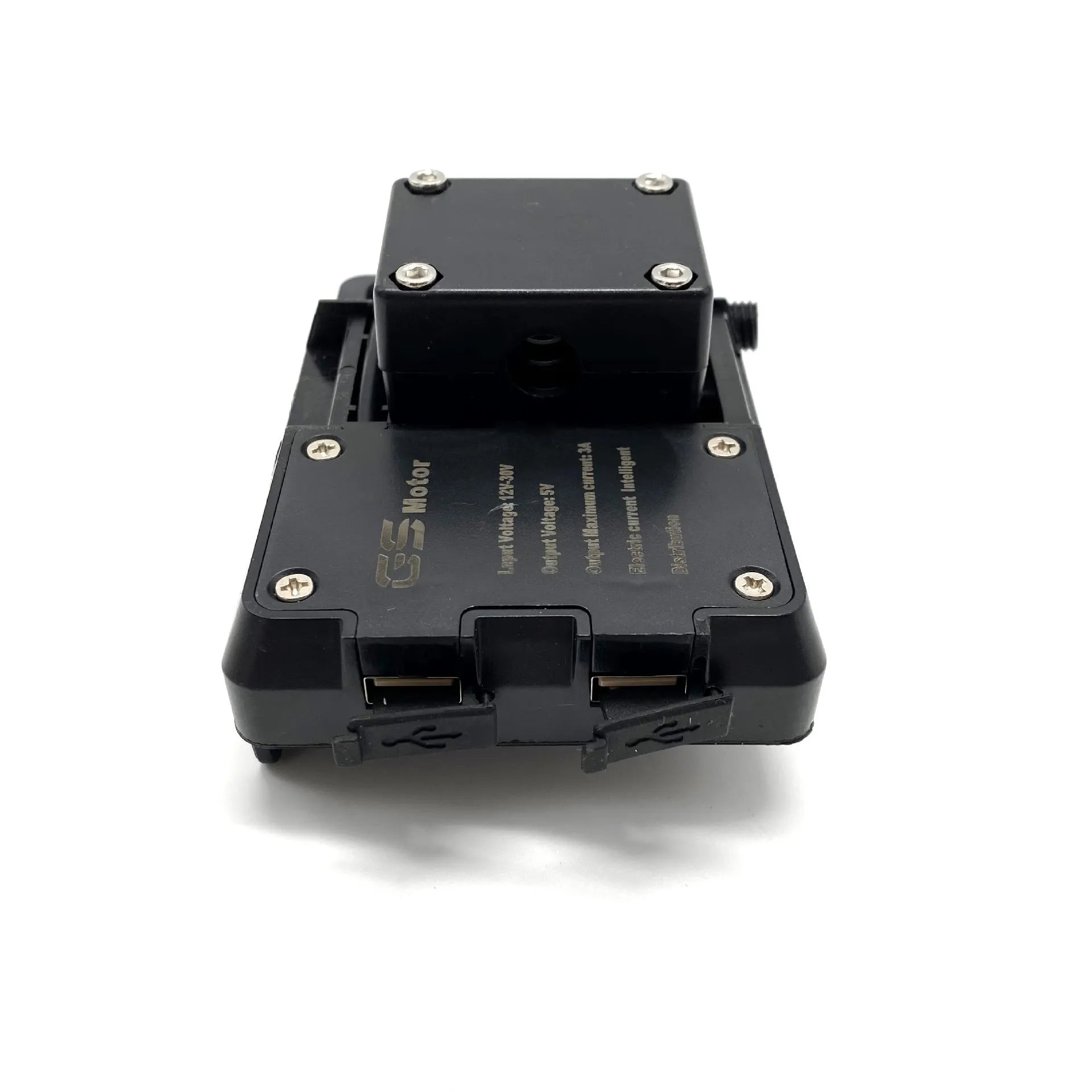 Black ABS plastic motorcycle phone navigation bracket for BMW R1200GS and R1250GS models.