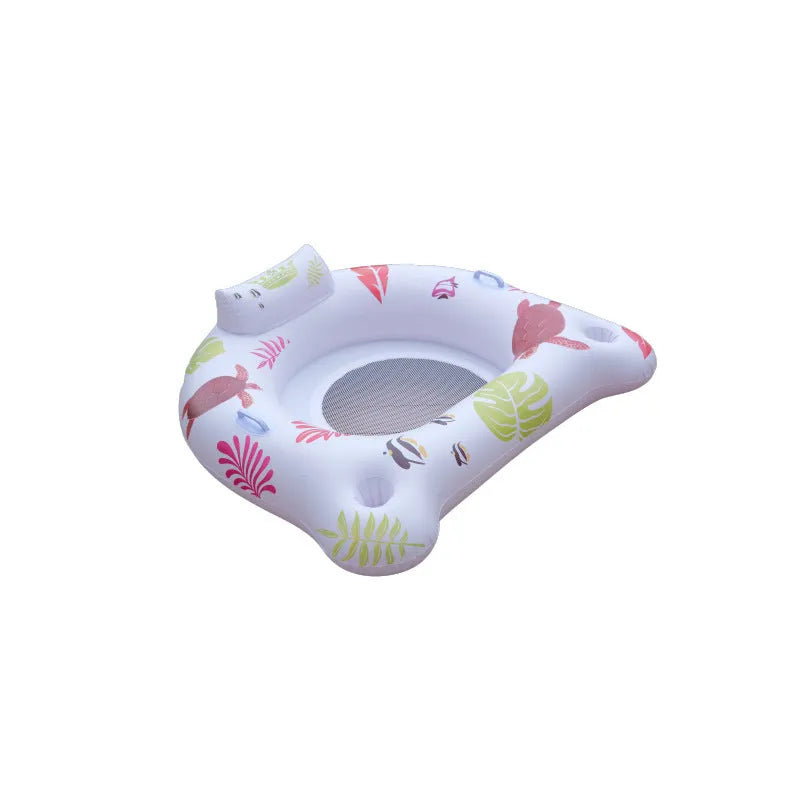 White U-shaped luminous inflatable float for pool lounging.