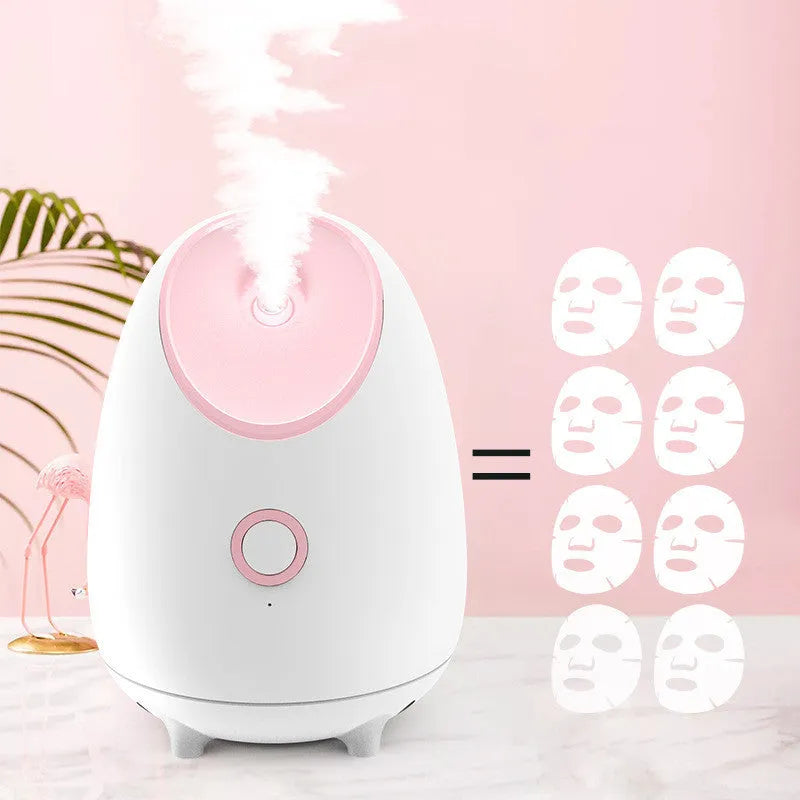 White household facial steamer with hot spray function and polished plastic shell