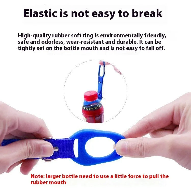 Sports outdoor water bottle buckle in aluminium alloy and rubber, 18.5cm length, available in black, green, blue, red