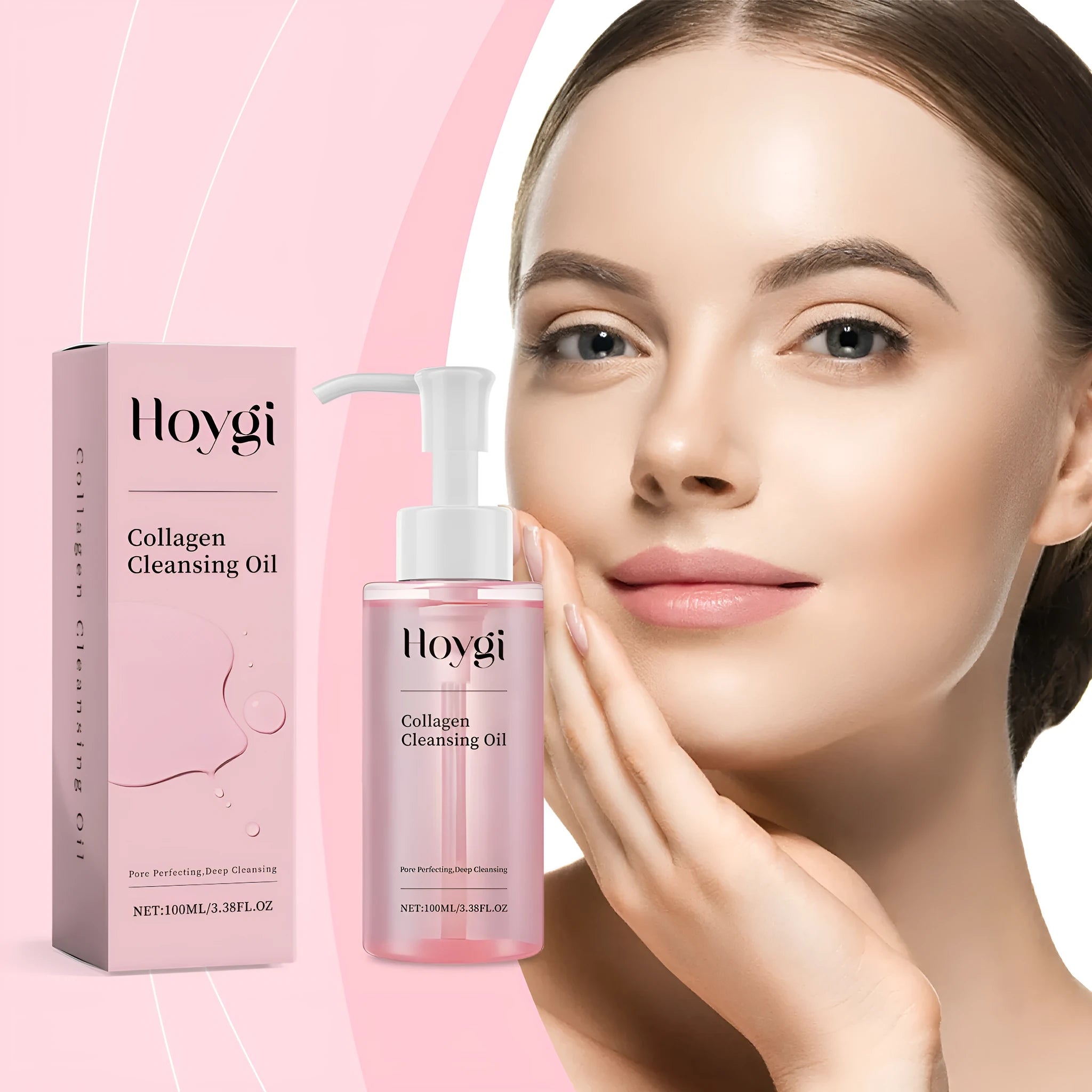 100ml collagen cleansing oil bottle with jojoba and grape seed oils for daily mild makeup removal