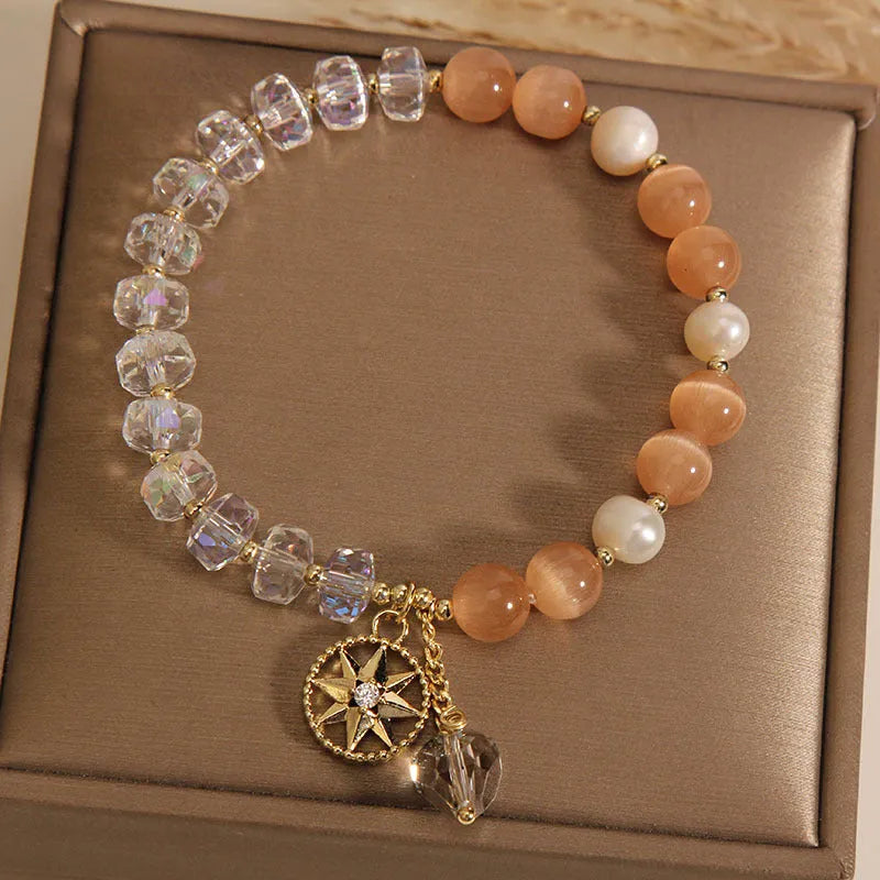 Orange Eight Awn Star bracelet for women with gold-plated inlay and artificial gemstone accents