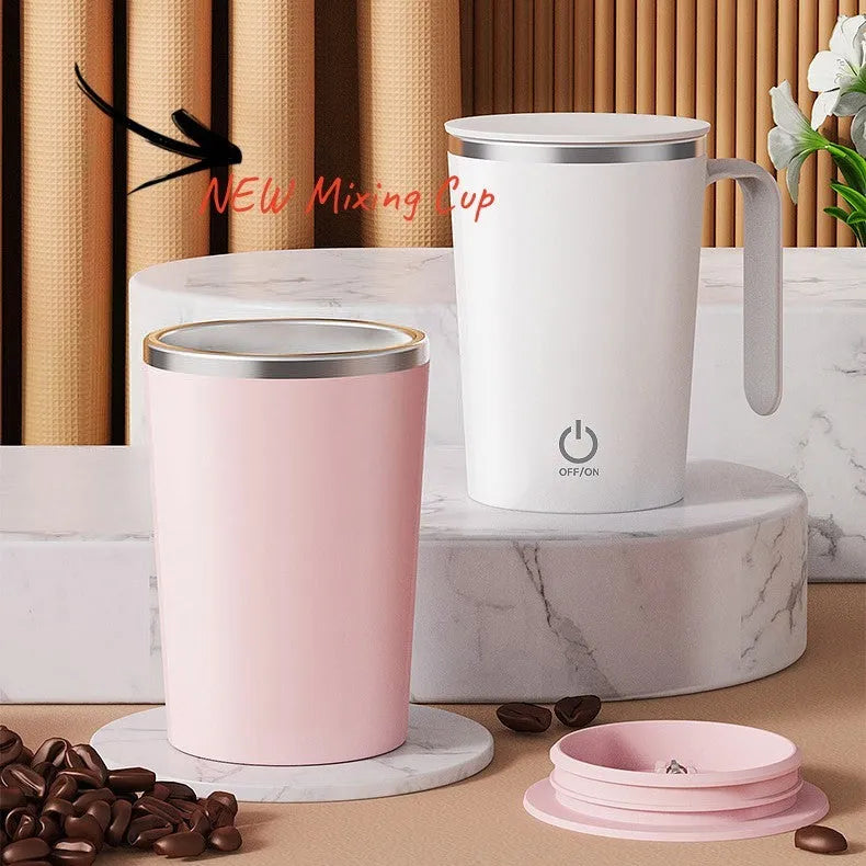 White electric mixing cup with automatic stirring function and USB charging port