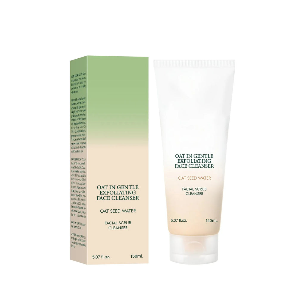 150ml oat facial cleanser foam in white pump bottle for gentle pore cleansing