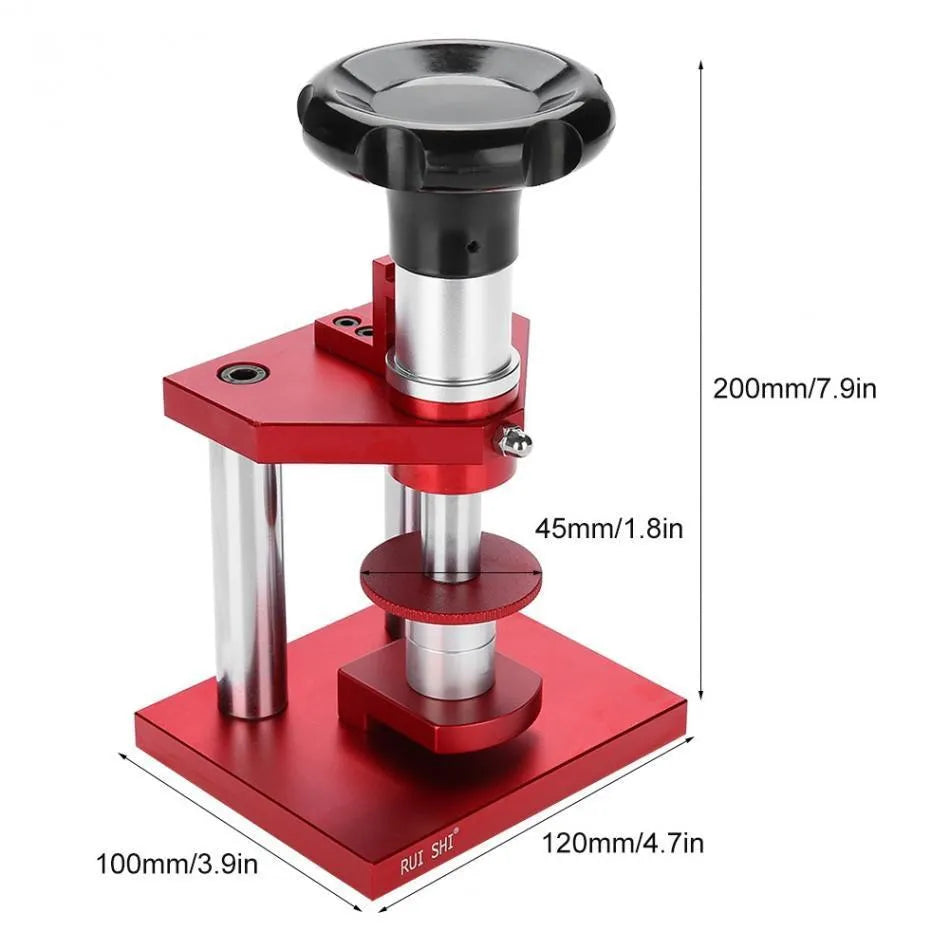Watch spiral cap presser repair tool with set of 20 plastic moulds for back cover pressing