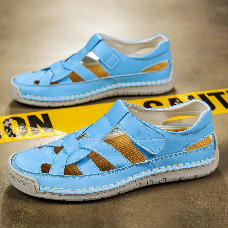 Women's casual sandals with Velcro closure, round toe design, and non-slip rubber soles in solid colour options
