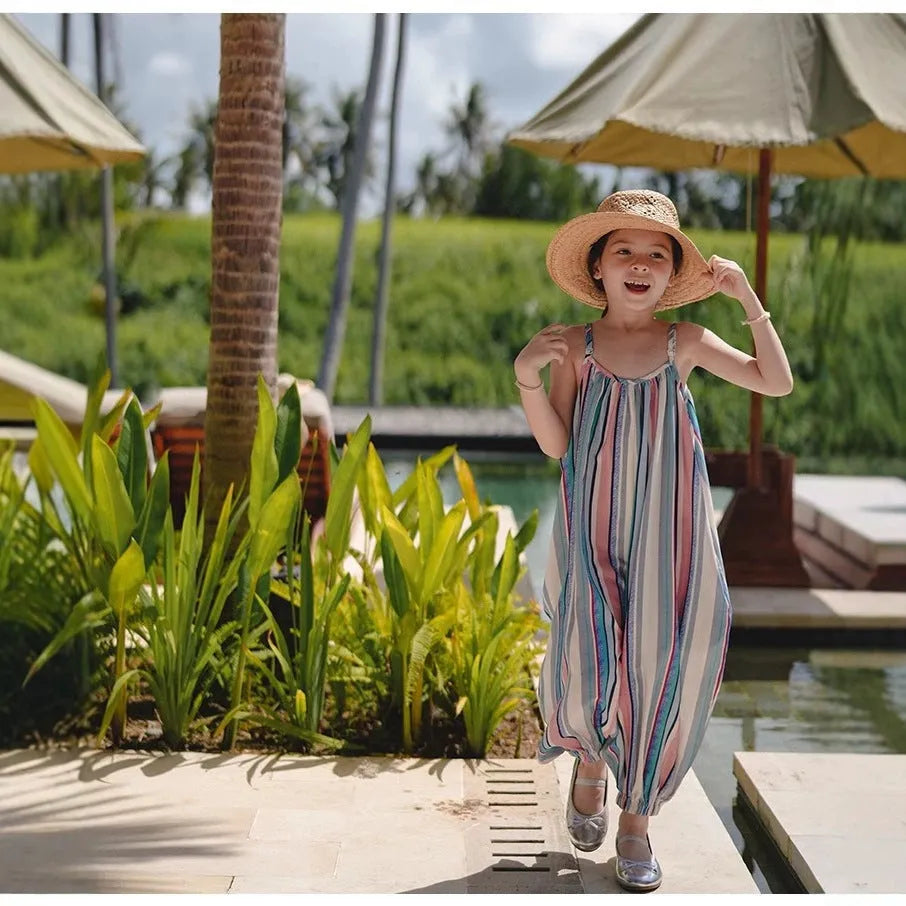Girls striped halter skirt dress in graph colour SK25020 with vertical stripes, polyester fabric
