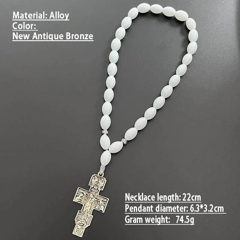 Cross beads alloy car rearview mirror pendant in gold finish with electroplated surface