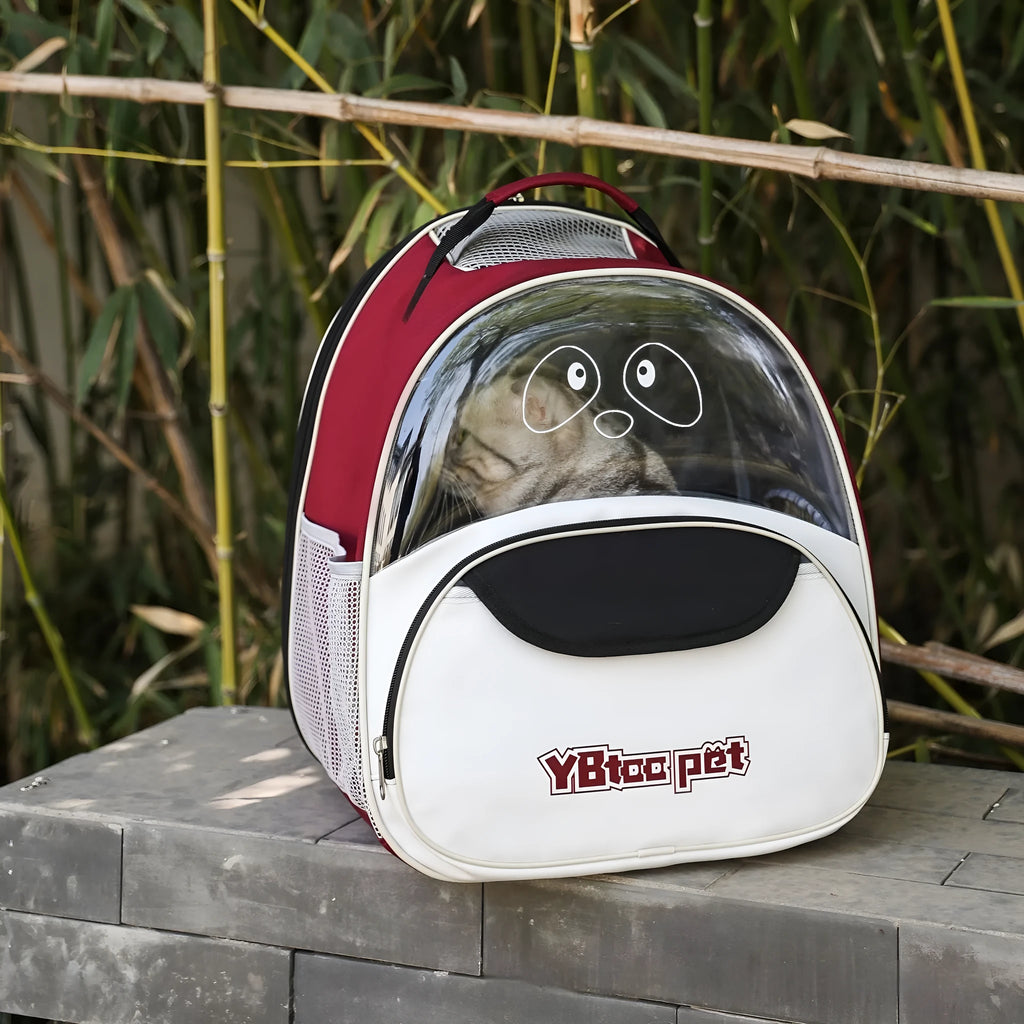 Outdoor portable breathable large capacity pet backpack carrier in Oxford cloth, 15-litre, available in four colours