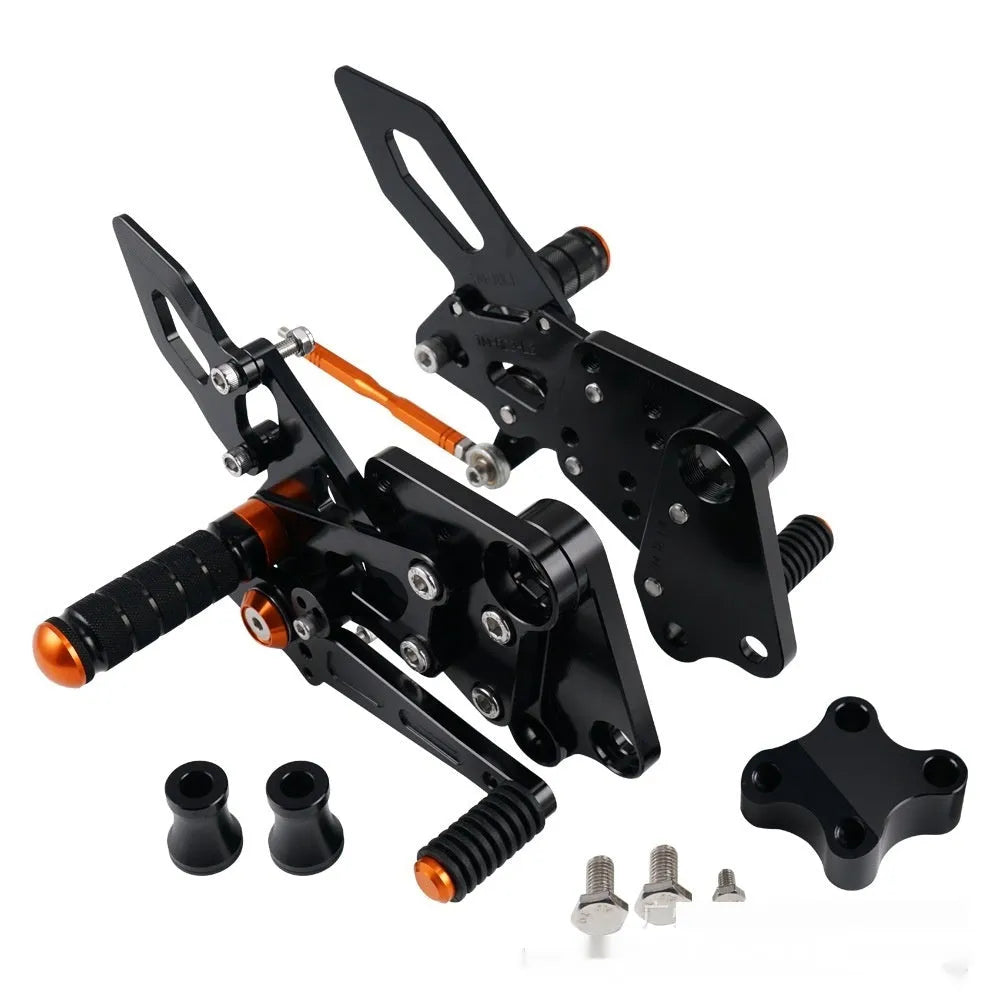 KTM DUKE motorcycle rear shift pedal support assembly modification kit in black and orange