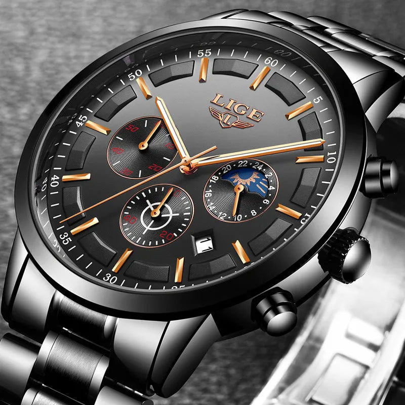 Men's waterproof quartz sports watch in business styling with four colour options