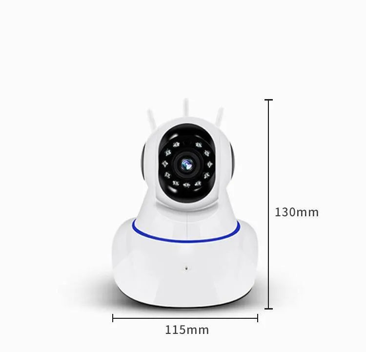 White dome-shaped wireless network security camera with a 3.6mm lens.