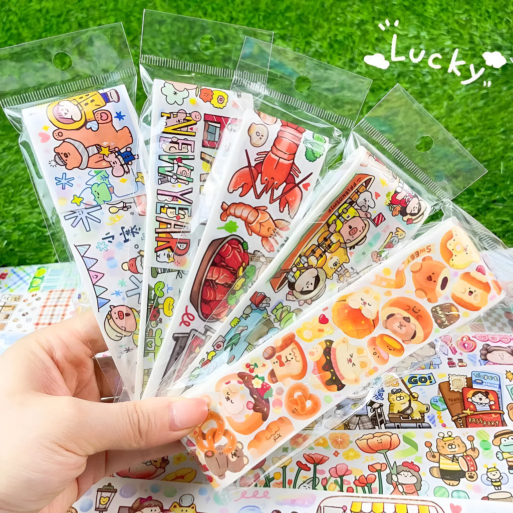Cartoon character stickers for haemorrhoid tape packaging on Japanese paper