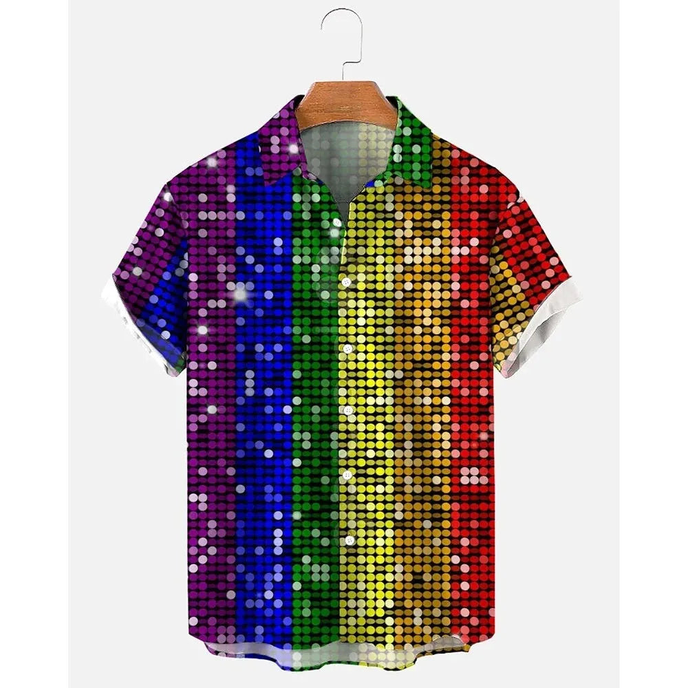 Men's stripe pattern Hawaiian short sleeve shirt with button front in multiple colour options