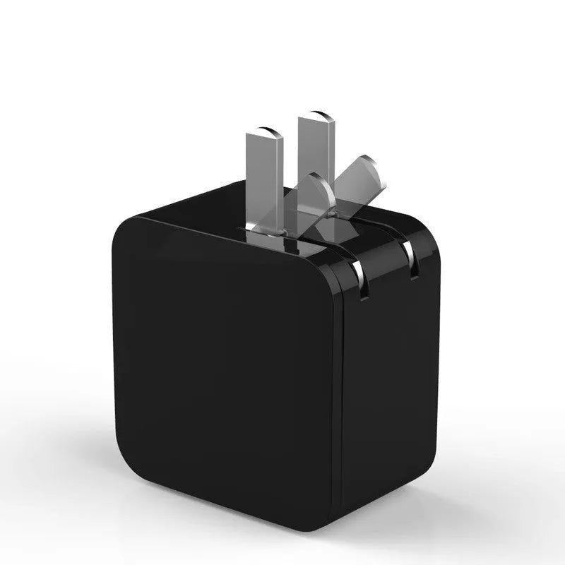 Black 5V2A dual USB travel charger with digital display showing UK plug