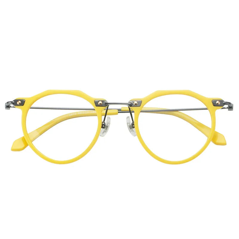 Round metal optical glasses 5812 retro rim in bright black with AC lenses
