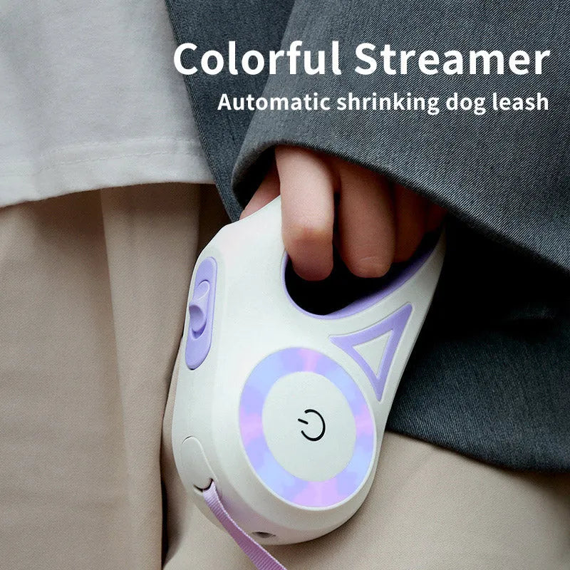 Retractable dog leash with one-handed brake in Dream Purple colour, 3m length