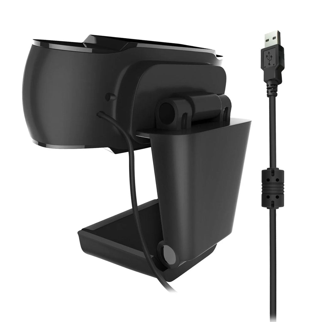 USB LED fill light webcam in black with adjustable brightness, compact desktop camera