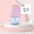 Household electric ice crusher in cherry blossom powder colour on countertop, 200W, 105x105x205mm