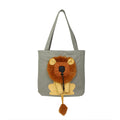 Canvas lion design pet carrier bag with safety zippers, adjustable opening, double shoulder strap, available in multiple colours