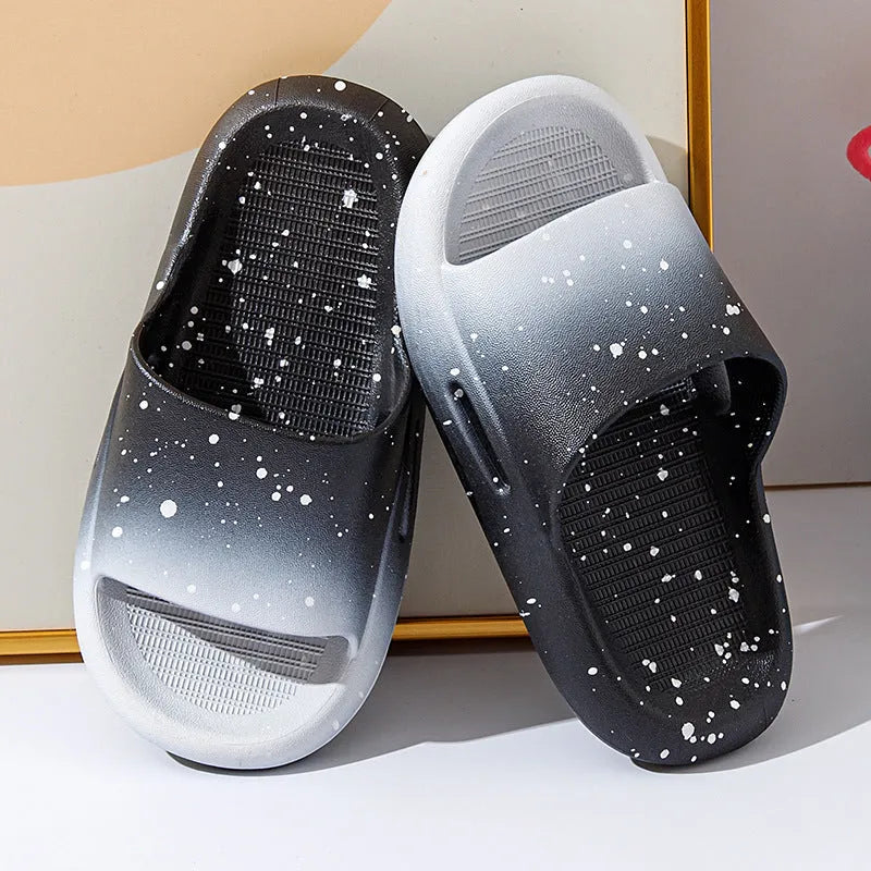 Children's gradient colour PVC slippers showing non-slip sole and European-American style design