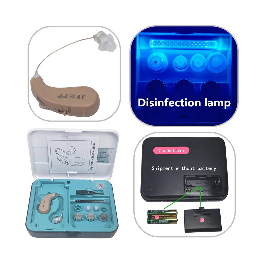 KXW210 UV Sterilization Hearing Aid Headset in skin colour with ear hook design and USB 3.0 interface