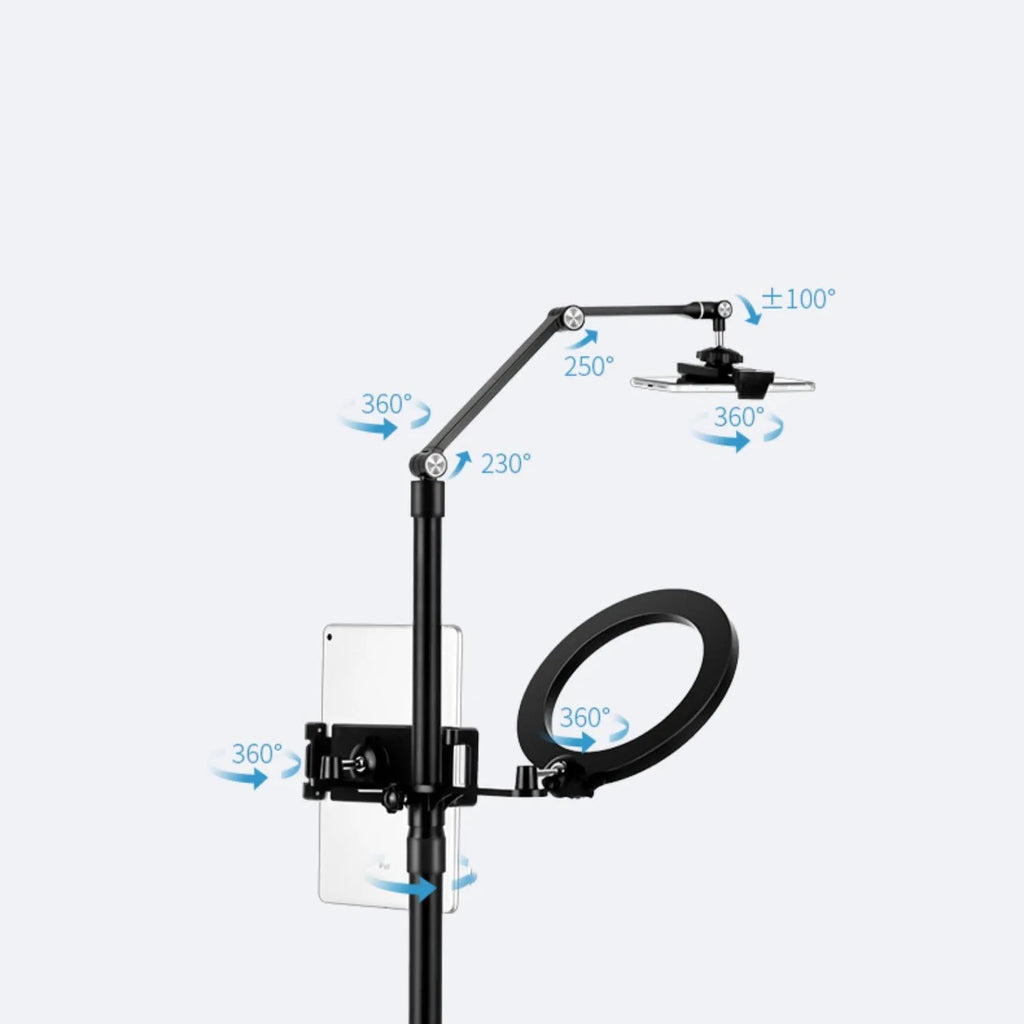 Mobile phone live broadcast desktop multi-camera stand with alloy frame and LP-4p style