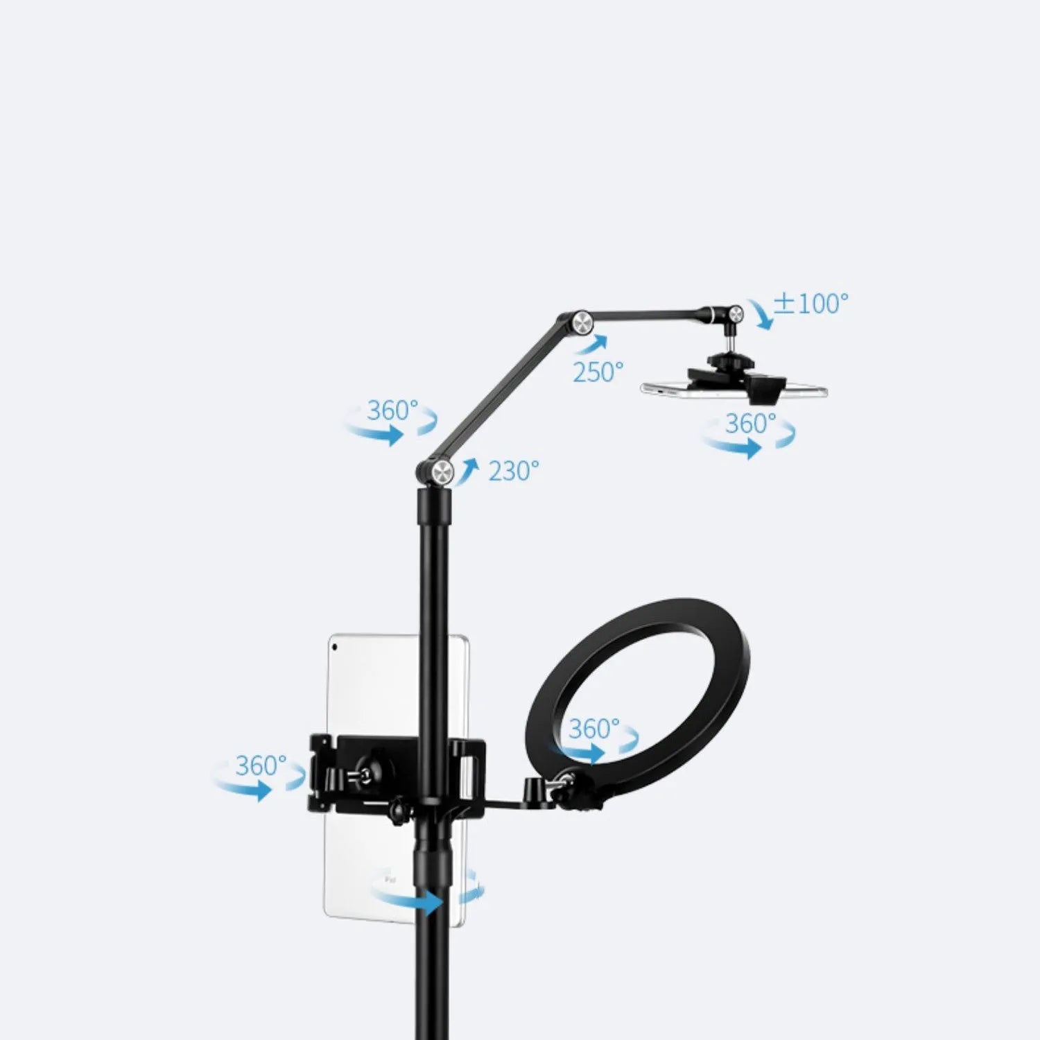 Mobile phone live broadcast desktop multi-camera stand with alloy frame and LP-4p style
