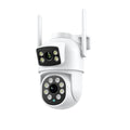 White wireless outdoor night vision surveillance camera with dual-screen humanoid tracking and bracket