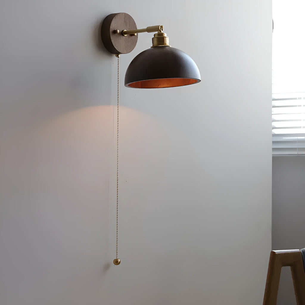 Inn Niche Nordic wooden wall-mounted bedside lamp in walnut colour finish.
