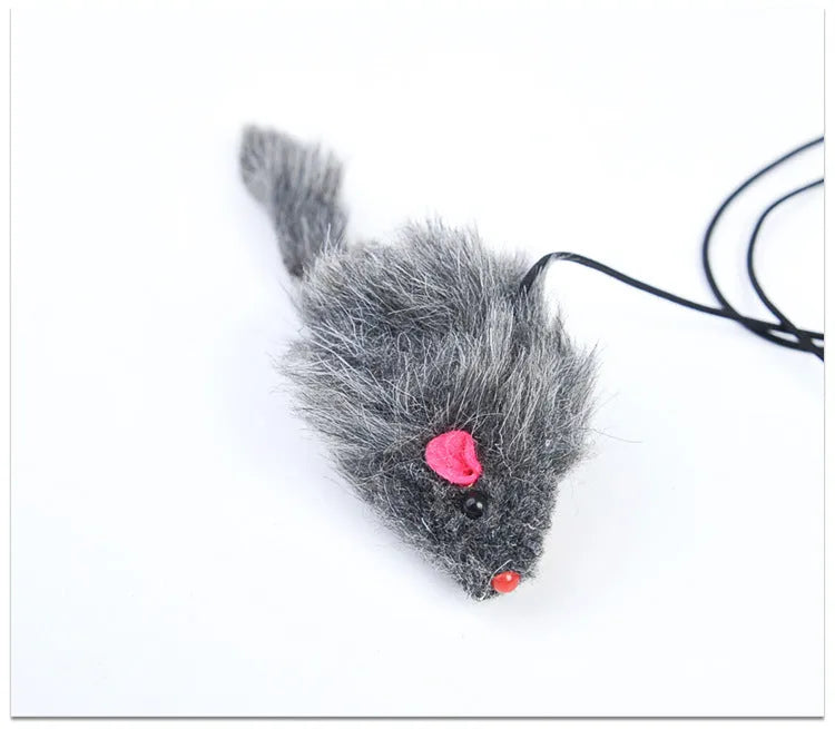 Pet telescopic hanging door cat toy with plush mouse, adjustable buckle, and 1.8-metre elastic rope in grey