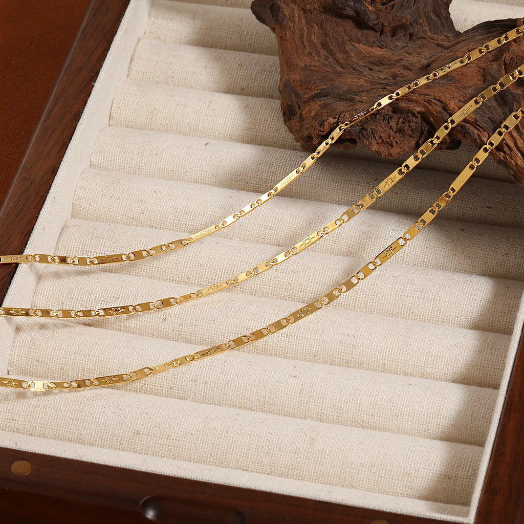 Gold titanium steel hammer pattern personality necklace with adjustable stud chain and Chinese character engraving