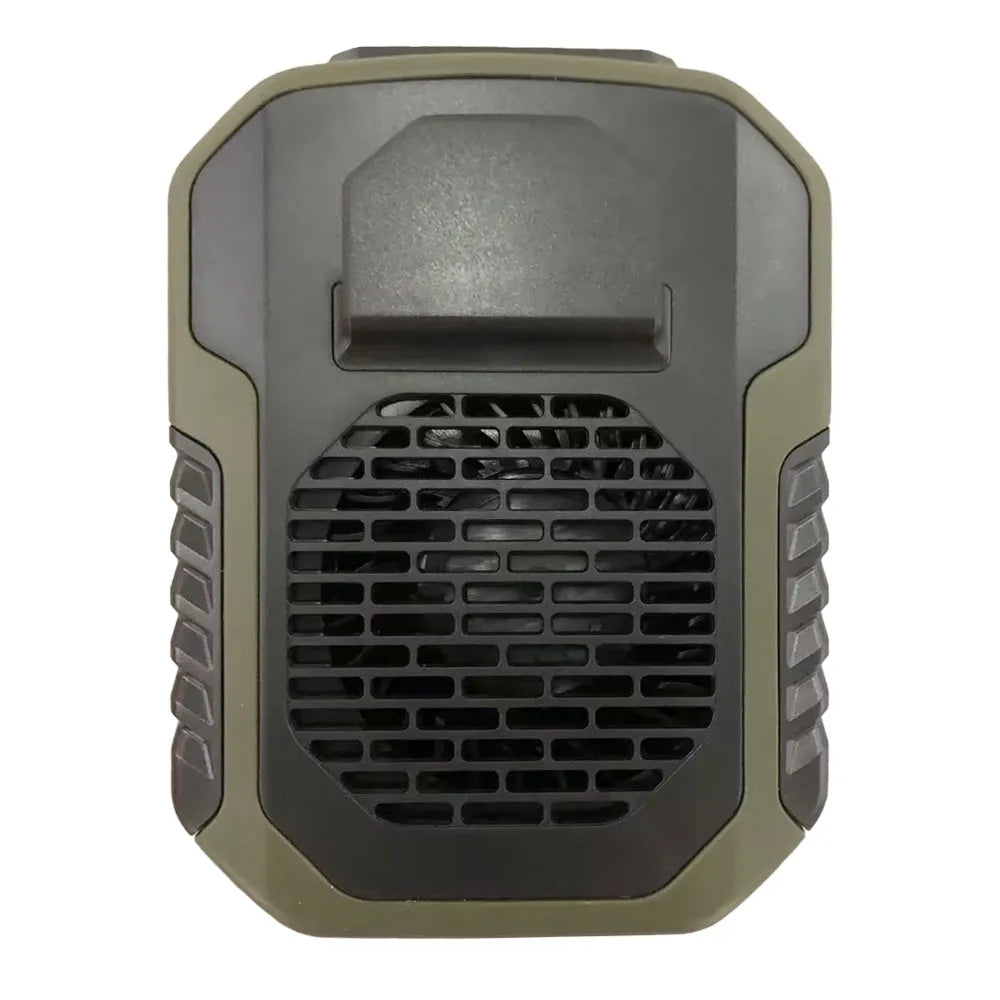 Green leafless waist hanging portable fan with USB charging cable