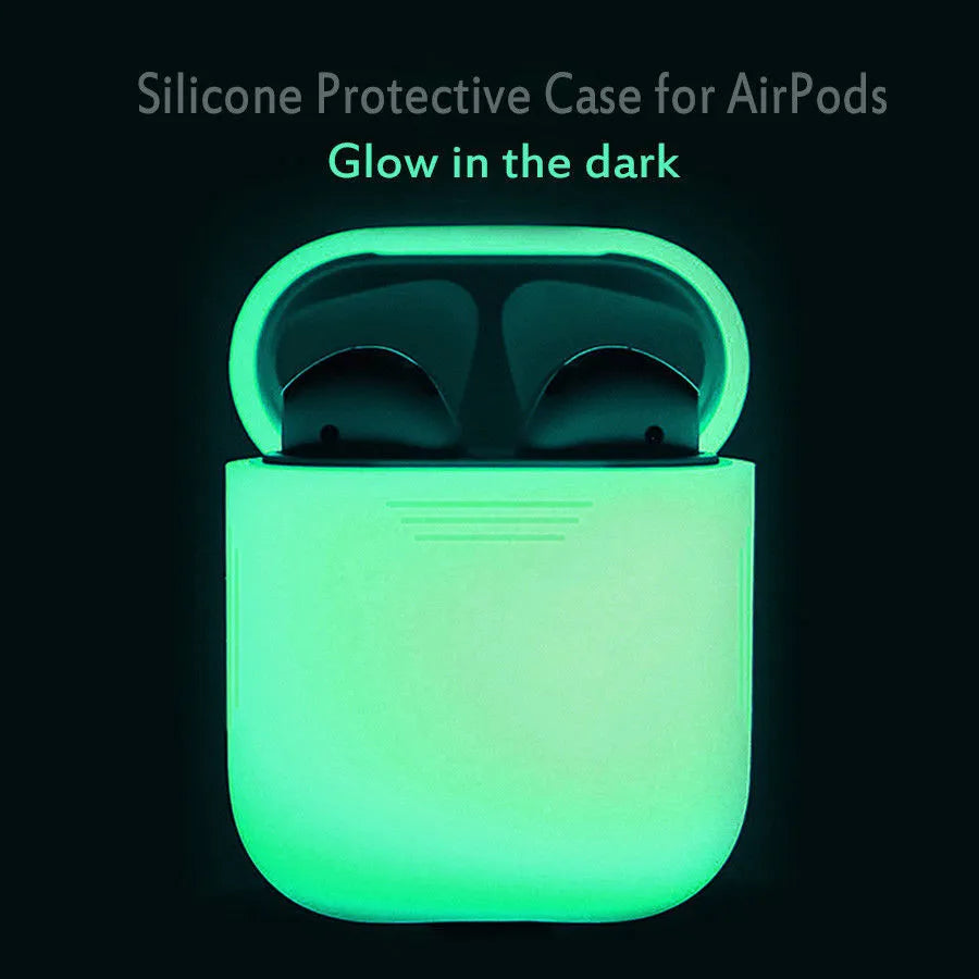 Luminous solid colour silicone flip-top protective case for Apple AirPods.