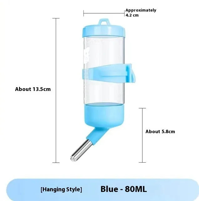 Green plastic ball kettle pet water feeder with leak-proof design attached to a small animal cage.