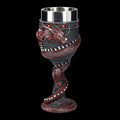 Red wine glass with stainless steel stem and 3D gold dragon resin decoration