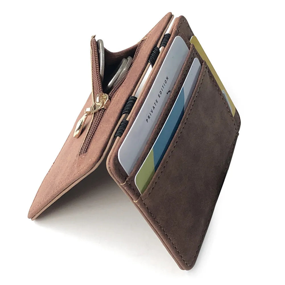 Korean-style matte leather magic wallet coin purse in horizontal square 10x7.5cm design